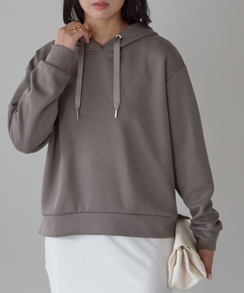 Fizz（フィズ）の「ダンボール脇スリットパーカー（パーカー・レディース・モカ/チャコール/ブラック/アイボリー/グレー/グレイッシュブルー・M）」の5枚目の写真