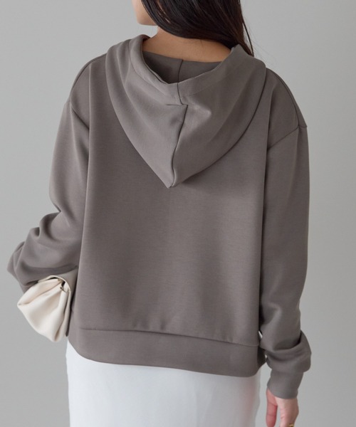 Fizz（フィズ）の「ダンボール脇スリットパーカー（パーカー・レディース・モカ/チャコール/ブラック/アイボリー/グレー/グレイッシュブルー・M）」の7枚目の写真