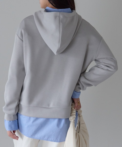 Fizz（フィズ）の「ダンボール脇スリットパーカー（パーカー・レディース・モカ/チャコール/ブラック/アイボリー/グレー/グレイッシュブルー・M）」の22枚目の写真
