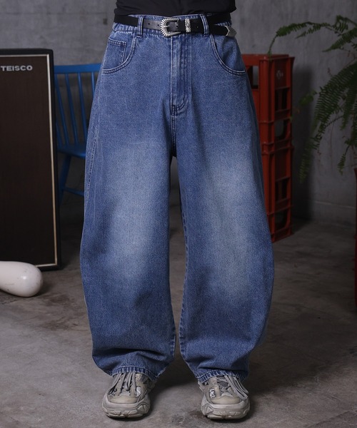 ILL'S（イルズ）の「AW バレルレッグ リジット ウォッシュ カーブパンツ デニムパンツ メンズ レディース ユニセックス 【ILL'S】（デニムパンツ・メンズ・ブラック系その他/ブラック/ブルー系その他/インディゴブルー・M/L）」の4枚目の写真