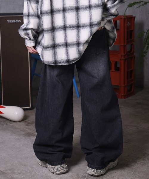 ILL'S（イルズ）の「AW バレルレッグ リジット ウォッシュ カーブパンツ デニムパンツ メンズ レディース ユニセックス 【ILL'S】（デニムパンツ・メンズ・ブラック系その他/ブラック/ブルー系その他/インディゴブルー・M/L）」の7枚目の写真