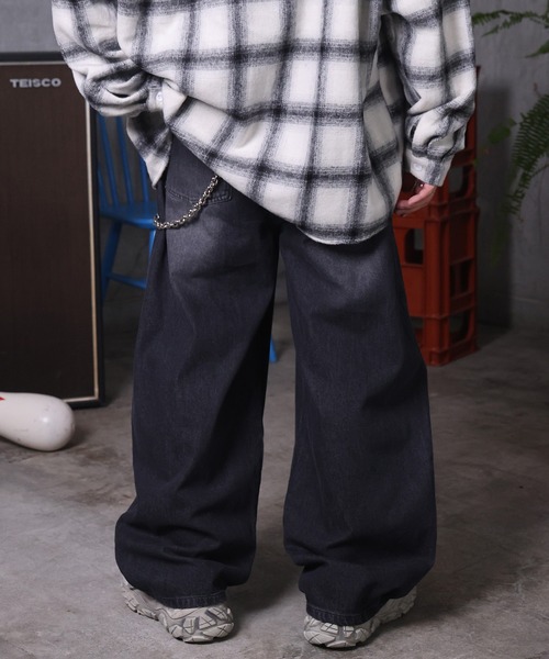 ILL'S（イルズ）の「AW バレルレッグ リジット ウォッシュ カーブパンツ デニムパンツ メンズ レディース ユニセックス 【ILL'S】（デニムパンツ・メンズ・ブラック系その他/ブラック/ブルー系その他/インディゴブルー・M/L）」の8枚目の写真