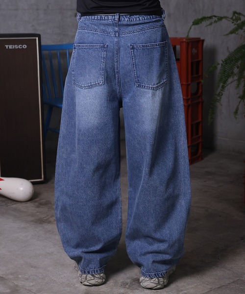 ILL'S（イルズ）の「AW バレルレッグ リジット ウォッシュ カーブパンツ デニムパンツ メンズ レディース ユニセックス 【ILL'S】（デニムパンツ・メンズ・ブラック系その他/ブラック/ブルー系その他/インディゴブルー・M/L）」の12枚目の写真