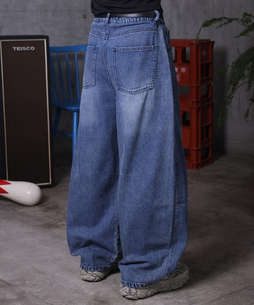 ILL'S（イルズ）の「AW バレルレッグ リジット ウォッシュ カーブパンツ デニムパンツ メンズ レディース ユニセックス 【ILL'S】（デニムパンツ・メンズ・ブラック系その他/ブラック/ブルー系その他/インディゴブルー・M/L）」の11枚目の写真