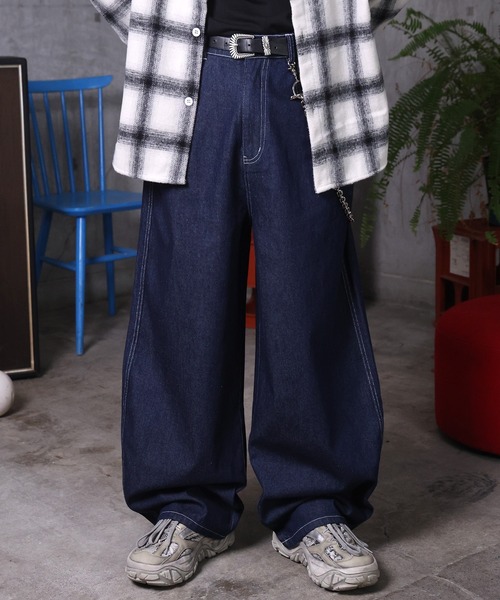 ILL'S（イルズ）の「AW バレルレッグ リジット ウォッシュ カーブパンツ デニムパンツ メンズ レディース ユニセックス 【ILL'S】（デニムパンツ・メンズ・ブラック系その他/ブラック/ブルー系その他/インディゴブルー・M/L）」の17枚目の写真