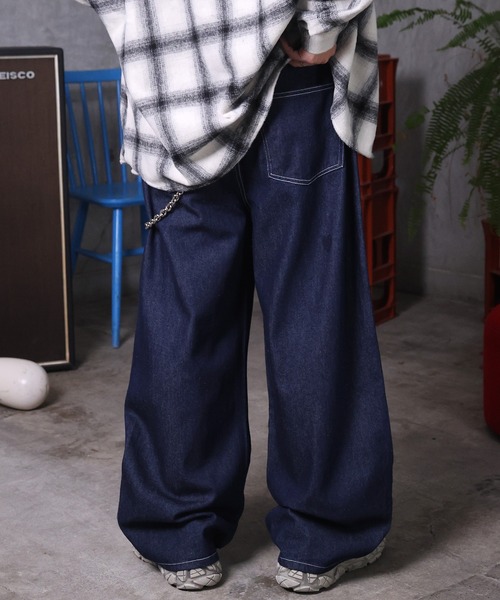 ILL'S（イルズ）の「AW バレルレッグ リジット ウォッシュ カーブパンツ デニムパンツ メンズ レディース ユニセックス 【ILL'S】（デニムパンツ・メンズ・ブラック系その他/ブラック/ブルー系その他/インディゴブルー・M/L）」の18枚目の写真