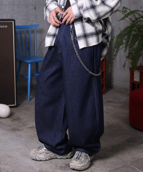 ILL'S（イルズ）の「AW バレルレッグ リジット ウォッシュ カーブパンツ デニムパンツ メンズ レディース ユニセックス 【ILL'S】（デニムパンツ・メンズ・ブラック系その他/ブラック/ブルー系その他/インディゴブルー・M/L）」の20枚目の写真