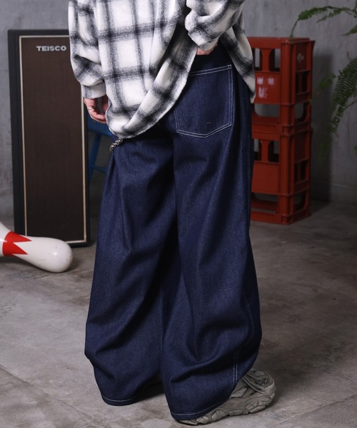 ILL'S（イルズ）の「AW バレルレッグ リジット ウォッシュ カーブパンツ デニムパンツ メンズ レディース ユニセックス 【ILL'S】（デニムパンツ・メンズ・ブラック系その他/ブラック/ブルー系その他/インディゴブルー・M/L）」の22枚目の写真