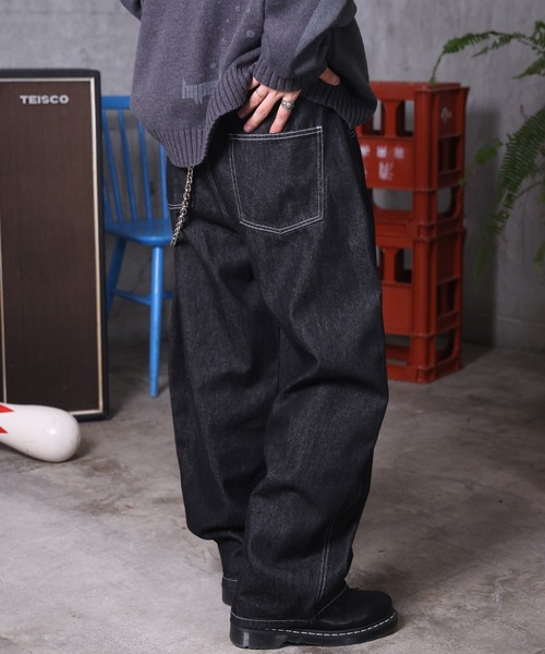 ILL'S（イルズ）の「AW バレルレッグ リジット ウォッシュ カーブパンツ デニムパンツ メンズ レディース ユニセックス 【ILL'S】（デニムパンツ・メンズ・ブラック系その他/ブラック/ブルー系その他/インディゴブルー・M/L）」の15枚目の写真