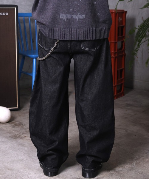 ILL'S（イルズ）の「AW バレルレッグ リジット ウォッシュ カーブパンツ デニムパンツ メンズ レディース ユニセックス 【ILL'S】（デニムパンツ・メンズ・ブラック系その他/ブラック/ブルー系その他/インディゴブルー・M/L）」の16枚目の写真