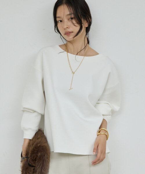 GALLARDAGALANTE（ガリャルダガランテ）の「【大人のスウェット】ボートネックスウェット（Tシャツ/カットソー・レディース・ホワイト/ブラック/グレー/ブラウン・FREE）」の7枚目の写真