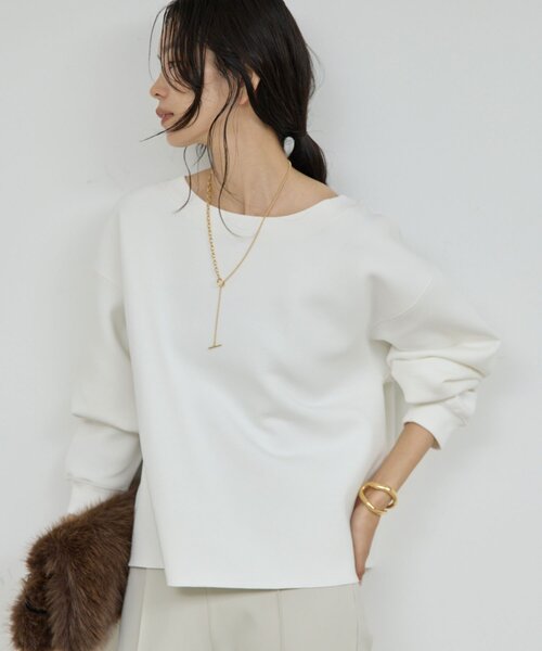 GALLARDAGALANTE（ガリャルダガランテ）の「【大人のスウェット】ボートネックスウェット（Tシャツ/カットソー・レディース・ホワイト/ブラック/グレー/ブラウン・FREE）」の8枚目の写真