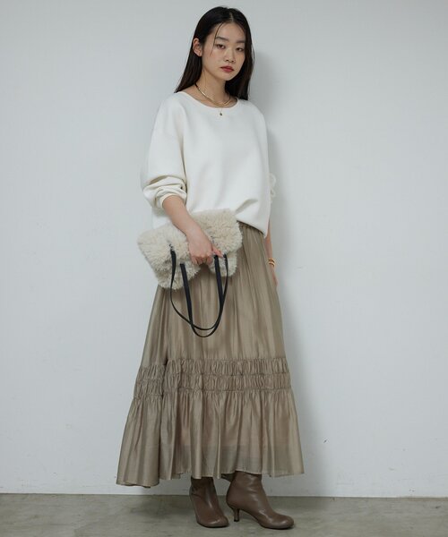 GALLARDAGALANTE（ガリャルダガランテ）の「【大人のスウェット】ボートネックスウェット（Tシャツ/カットソー・レディース・ホワイト/ブラック/グレー/ブラウン・FREE）」の12枚目の写真