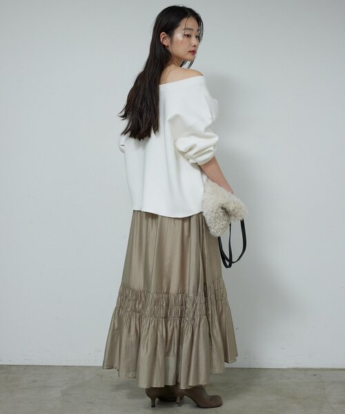 GALLARDAGALANTE（ガリャルダガランテ）の「【大人のスウェット】ボートネックスウェット（Tシャツ/カットソー・レディース・ホワイト/ブラック/グレー/ブラウン・FREE）」の13枚目の写真