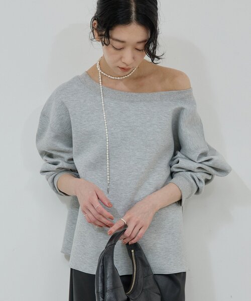 GALLARDAGALANTE（ガリャルダガランテ）の「【大人のスウェット】ボートネックスウェット（Tシャツ/カットソー・レディース・ホワイト/ブラック/グレー/ブラウン・FREE）」の5枚目の写真