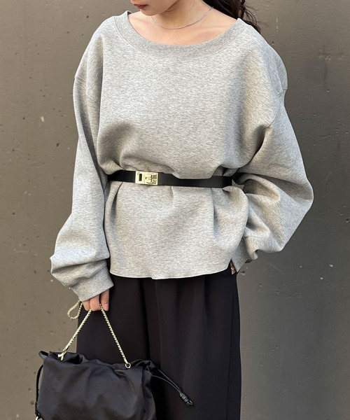 GALLARDAGALANTE（ガリャルダガランテ）の「【大人のスウェット】ボートネックスウェット（Tシャツ/カットソー・レディース・ホワイト/ブラック/グレー/ブラウン・FREE）」の6枚目の写真