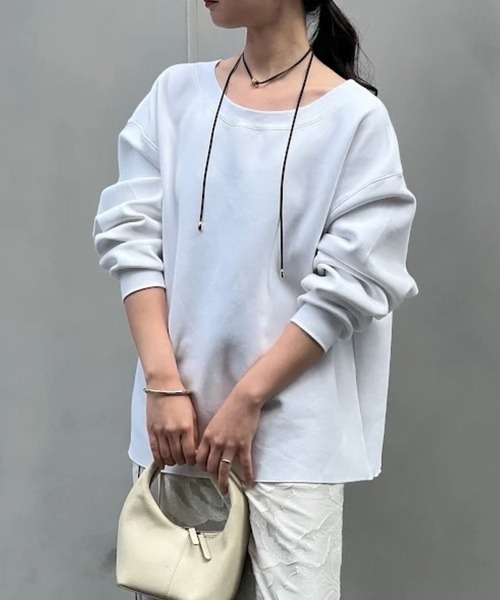 GALLARDAGALANTE(ガリャルダガランテ)の「【大人のスウェット】ボートネックスウェット(Tシャツ/カットソー・レディース・ホワイト/ブラック/グレー/ブラウン・FREE)」の7枚目の写真