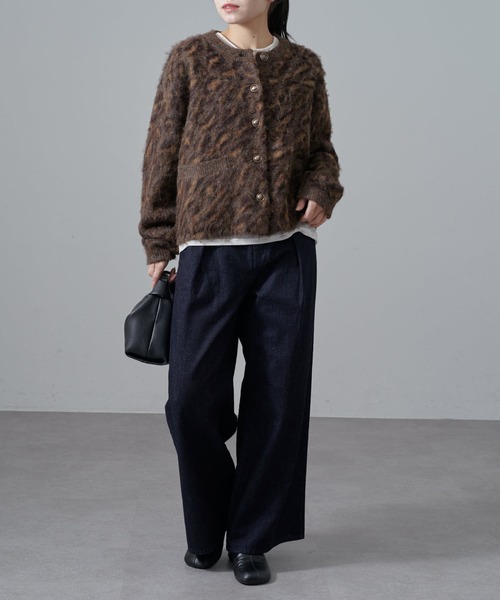 Lui's（ルイス）の「ヒョウ柄シャギージャケットカーディガン（カーディガン/ボレロ・レディース・ブラック/ブラウン・FREE）」の6枚目の写真