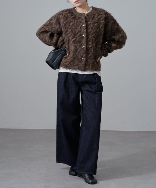 Lui's（ルイス）の「ヒョウ柄シャギージャケットカーディガン（カーディガン/ボレロ・レディース・ブラック/ブラウン・FREE）」の7枚目の写真