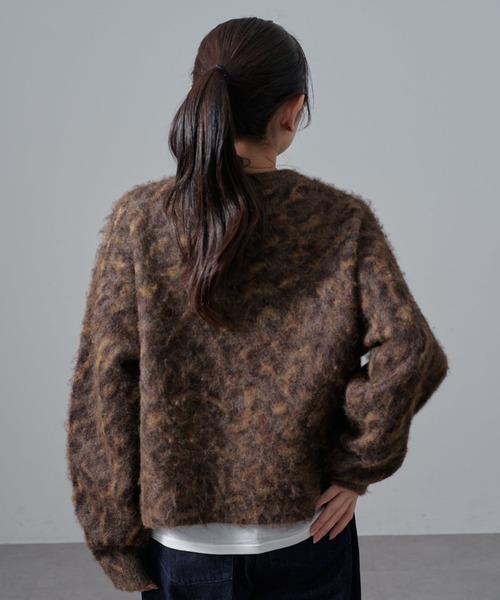 Lui's（ルイス）の「ヒョウ柄シャギージャケットカーディガン（カーディガン/ボレロ・レディース・ブラック/ブラウン・FREE）」の5枚目の写真