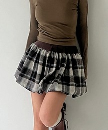 チェック柄バルーンミニスカート