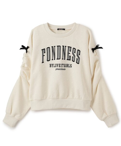 by LOVEiT(バイラビット)の「リボンプルオーバー(スウェット・キッズ・オフホワイト/グレー系・120cm/140cm/150cm/130cm/160cm)」の2枚目の写真