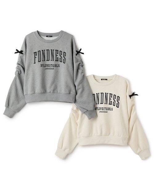 by LOVEiT(バイラビット)の「リボンプルオーバー(スウェット・キッズ・オフホワイト/グレー系・120cm/140cm/150cm/130cm/160cm)」の10枚目の写真