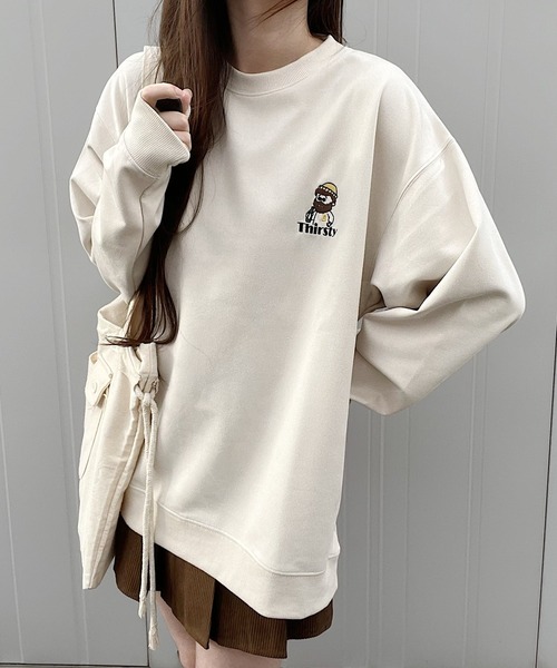 Nana(ナナ)の「オジー刺繍 ポンチスウェードスウェット(スウェット・レディース・アイボリー/チャコールグレー・FREE)」の10枚目の写真