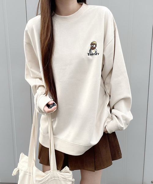 Nana(ナナ)の「オジー刺繍 ポンチスウェードスウェット(スウェット・レディース・アイボリー/チャコールグレー・FREE)」の11枚目の写真