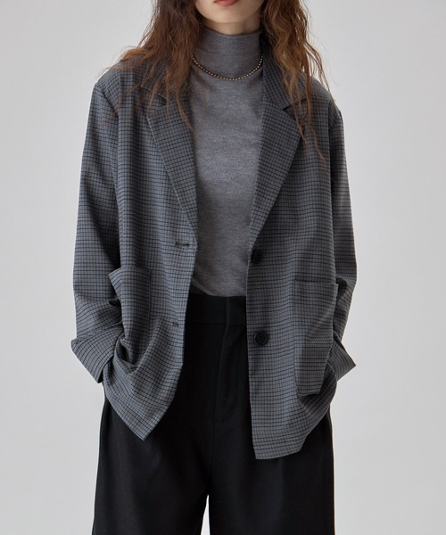 チェック柄シングルテーラードジャケット（テーラードジャケット