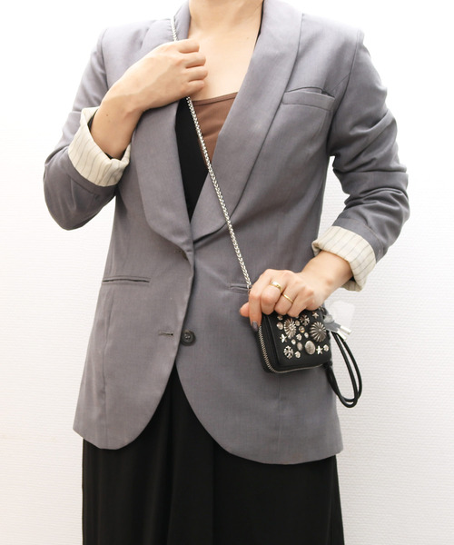 perche（ペルケ）の「ペルケ perche / マルチスタッズジャバラチャームウォレットショルダー（財布・レディース・ブラック/シルバー/グレー/ゴールド・FREE）」の2枚目の写真