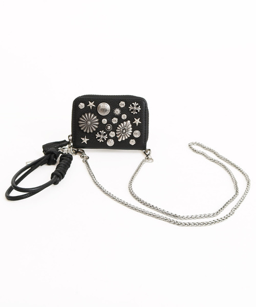 perche（ペルケ）の「ペルケ perche / マルチスタッズジャバラチャームウォレットショルダー（財布・レディース・ブラック/シルバー/グレー/ゴールド・FREE）」の13枚目の写真