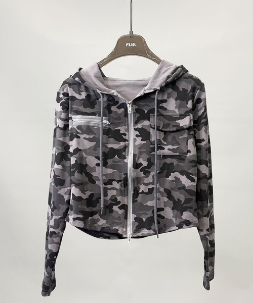 FOLLOWIN（フォロウィン）の「２color /ストリートカモフラダブルジップパーカー（パーカー・レディース・カーキ/グレー・FREE）」の19枚目の写真