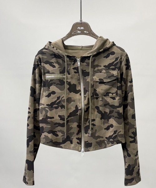 FOLLOWIN（フォロウィン）の「２color /ストリートカモフラダブルジップパーカー（パーカー・レディース・カーキ/グレー・FREE）」の20枚目の写真