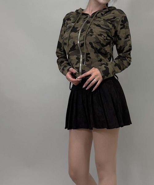 FOLLOWIN（フォロウィン）の「２color /ストリートカモフラダブルジップパーカー（パーカー・レディース・カーキ/グレー・FREE）」の18枚目の写真