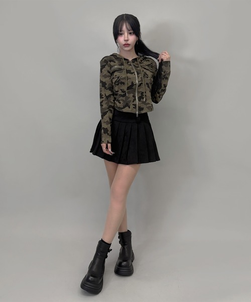 FOLLOWIN（フォロウィン）の「２color /ストリートカモフラダブルジップパーカー（パーカー・レディース・カーキ/グレー・FREE）」の12枚目の写真