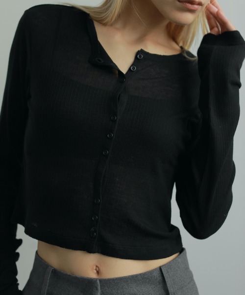 トップス anuke Sheer Rib Cardigan ànuke online store（アンヌーク） / Sheer Rib CardiganSheer