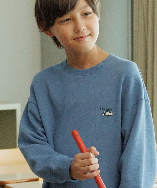 GLOBAL WORK（グローバルワーク）の「ヘビロテスウェットプリント長袖/579709（スウェット・キッズ・ライトグレー/ミント/ピンク/グリーン/チャコールグレー/ブルー/ブラック/グレイッシュベージュ/ダークグレー/ブルー系その他4・130cm/140cm/150cm/160cm）」の8枚目の写真