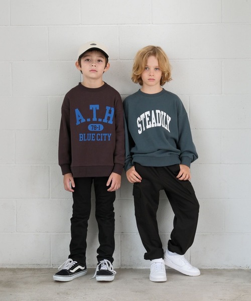 GLOBAL WORK（グローバルワーク）の「ヘビロテスウェットプリント長袖/579709（スウェット・キッズ・ライトグレー/ミント/ピンク/グリーン/チャコールグレー/ブルー/ブラック/グレイッシュベージュ/ダークグレー/ブルー系その他4・130cm/140cm/150cm/160cm）」の18枚目の写真