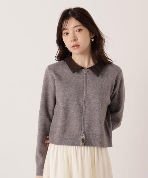 PROPORTION BODY DRESSING(プロポーションボディドレッシング)の「合皮カラー取り外しZIPニット / 1215270101(ニット/セーター・レディース・グレー系その他/ベージュ・FREE)」の5枚目の写真
