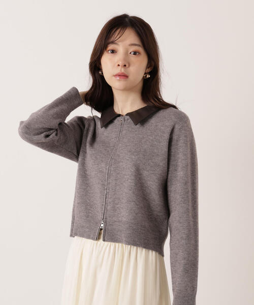 PROPORTION BODY DRESSING(プロポーションボディドレッシング)の「合皮カラー取り外しZIPニット / 1215270101(ニット/セーター・レディース・グレー系その他/ベージュ・FREE)」の6枚目の写真