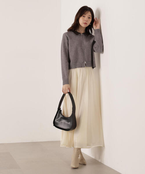 PROPORTION BODY DRESSING(プロポーションボディドレッシング)の「合皮カラー取り外しZIPニット / 1215270101(ニット/セーター・レディース・グレー系その他/ベージュ・FREE)」の8枚目の写真