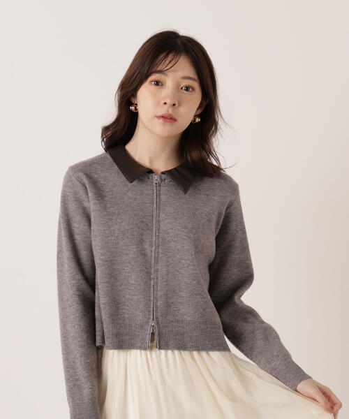 PROPORTION BODY DRESSING(プロポーションボディドレッシング)の「合皮カラー取り外しZIPニット / 1215270101(ニット/セーター・レディース・グレー系その他/ベージュ・FREE)」の9枚目の写真