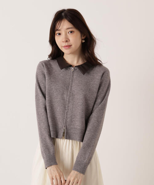 PROPORTION BODY DRESSING(プロポーションボディドレッシング)の「合皮カラー取り外しZIPニット / 1215270101(ニット/セーター・レディース・グレー系その他/ベージュ・FREE)」の10枚目の写真