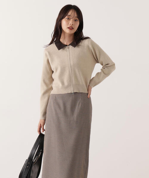 PROPORTION BODY DRESSING(プロポーションボディドレッシング)の「合皮カラー取り外しZIPニット / 1215270101(ニット/セーター・レディース・グレー系その他/ベージュ・FREE)」の16枚目の写真