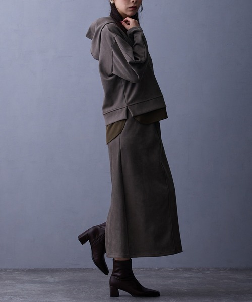 NICOLE white（ニコルホワイト）の「【セットアップ】フードプルオーバー×ロングスカート（ワンピース・レディース・チャコール/グレー・FREE）」の21枚目の写真