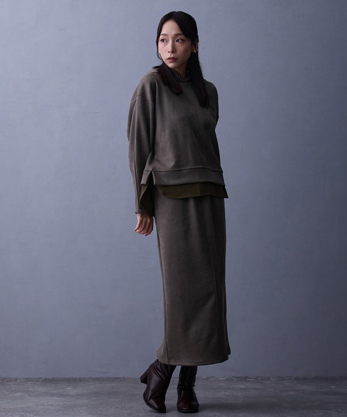 NICOLE white（ニコルホワイト）の「【セットアップ】フードプルオーバー×ロングスカート（ワンピース・レディース・チャコール/グレー・FREE）」の17枚目の写真