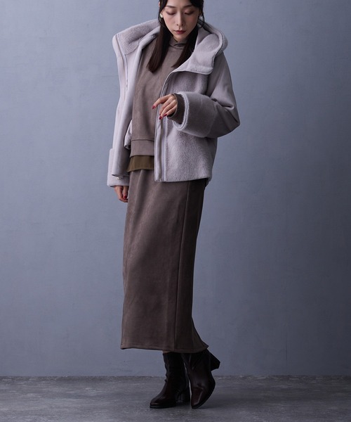 NICOLE white（ニコルホワイト）の「【セットアップ】フードプルオーバー×ロングスカート（ワンピース・レディース・チャコール/グレー・FREE）」の14枚目の写真