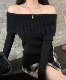 ALTROSE（アルトローズ）の「トップス オフショルダー シャギー ニット（ニット/セーター・レディース）」