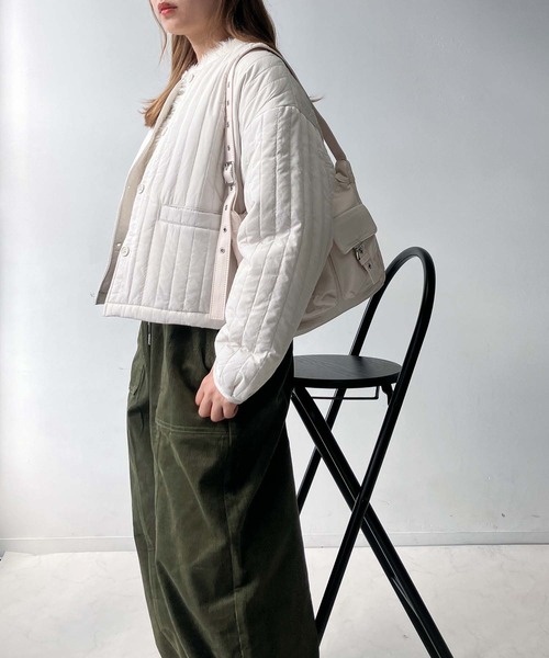 セール】♪ノーカラーキルティングジャケット（ノーカラージャケット
